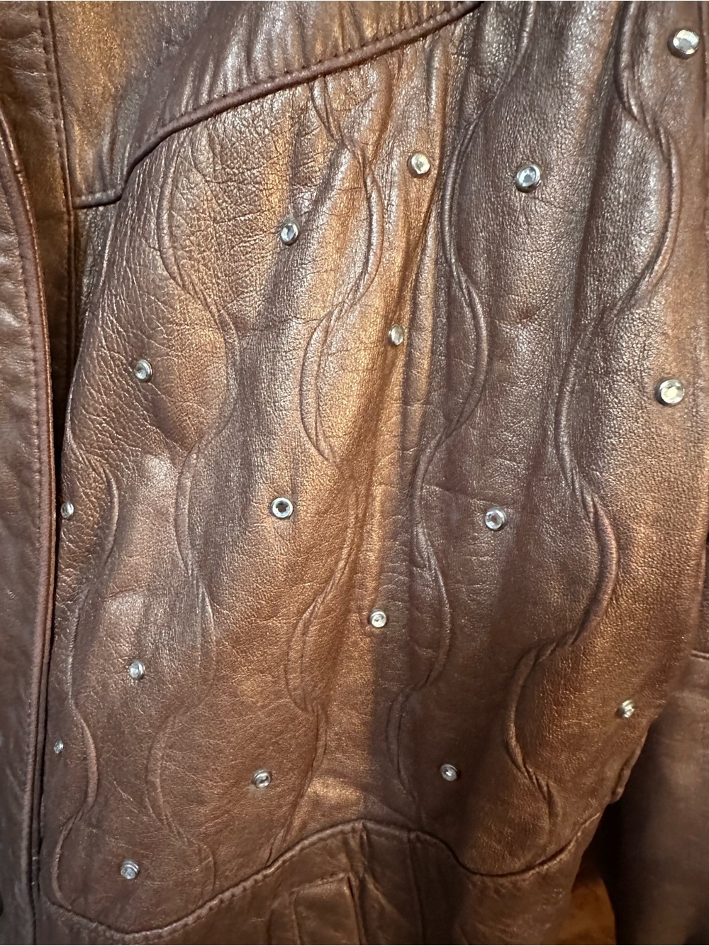 Vintage Rare Find Bronze Leather Studded Women's Jacket - Picture 5 of 7